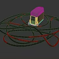 Modern Household Electrical Appliance With Coiled Black And Red Cables On Dark Surface