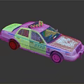 NYPD Police Car Model With Emergency Lights And Blue Stripes On Dark Background