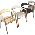 Modern Dining Chair With Wooden Frame And Light Gray Upholstered Seat Armrests