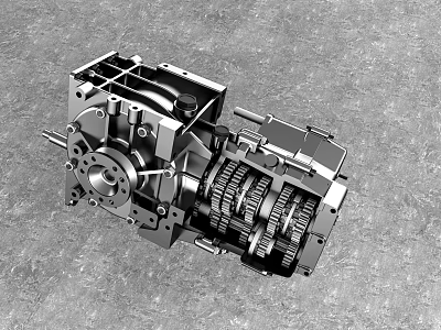 Detailed Engineering Mechanical Gearbox With Interlocking Metal Gears And Shaft Components 3d model