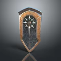 Ornate Decorative Shield With Central Star Emblem And Intricate Metal Woven Texture
