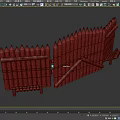 Wooden Fence With Pointed Tops Horizontal Rails And Sturdy Wooden Posts