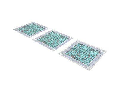 Three Square Decorative Placemats With Green Square Pattern And Border For Dining Table 3d model