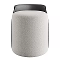 Modern Gray Fabric Stool With Black Backrest For Minimalist Home Decor