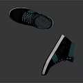 High Top Dark And Turquoise Shoes Featuring White Sole And Laces Design