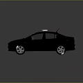 Black Police Car With Red And Blue Emergency Lights On Roof Detailed Model