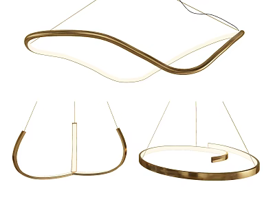 Modern Curved And Circular Metal Pendant Lights With Soft Ambient Glow 3d model
