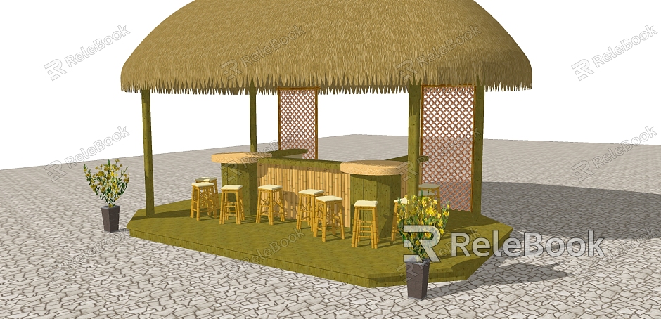 Modern Pavilion Thatched Pavilion model