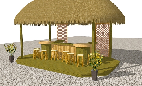 Modern Pavilion Thatched Pavilion 3d model