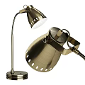 Elegant Modern Brass Table Lamp With Adjustable Arm And Hollowed Shade Design
