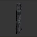 Sci Fi Pistol Weapon With Gray Metallic Body And Red Grip Industrial Design