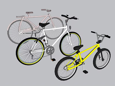 Colorful Bicycles Collection Featuring Pink Vintage White City And Yellow BMX Bikes 3d model