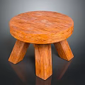 Wooden Round Stool with Three Solid Legs Natural Wood Texture Rustic Home Furniture