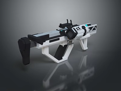 Modern Futuristic Weapon With Black And White Design Scope Grip And Structure 3d model