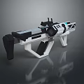 Modern Futuristic Weapon With Black And White Design Scope Grip And Structure