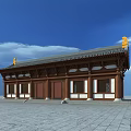 Ancient Architecture With Traditional Roof Yellow Ornaments Wooden Structure White Walls And Wooden Doors