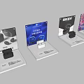 Sleek Modern Display Shelves Showcasing Bluetooth Earphones and Tech Accessories 3d model