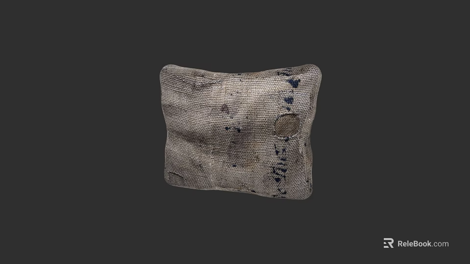 Textured Fabric Decorative Throw Pillow In Neutral Gray With Soft Surface 3d model 