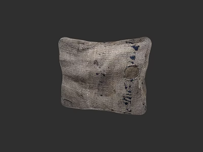 Textured Fabric Decorative Throw Pillow In Neutral Gray With Soft Surface 3d model