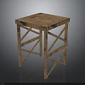 Wooden Table with Rustic Plank Top and Cross Leg Structure in Industrial Design Style