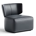 Modern Black Leather Single Sofa With Curved Backrest And Sleek Design 3d model