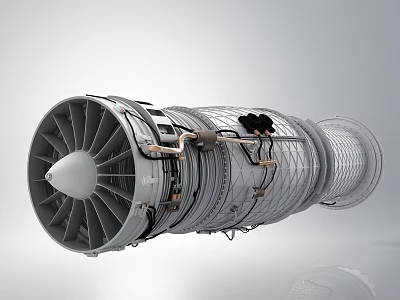 High Precision Aero Turbine Engine with Fan Blades and Internal Turbine Components Industrial Design 3d model