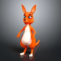 Cute Cartoon Kangaroo With Orange Body White Belly And Blue Eyes Standing On Dark Background