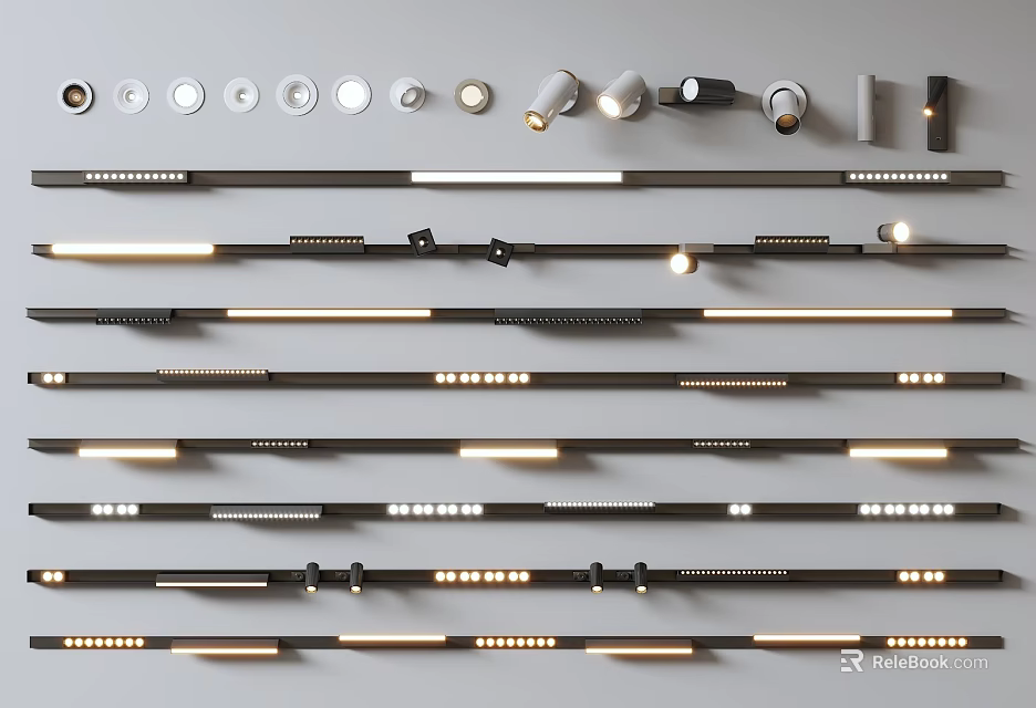 Contemporary Downlights And Spotlights With Various Designs For Indoor Lighting Solutions 3d model 