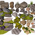 Modern stone block rock landscape sketch courtyard stone landscape stone group head combination 3d model