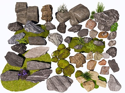 Modern stone block rock landscape sketch courtyard stone landscape stone group head combination 3d model