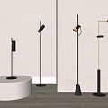 Modern Minimalist Floor Lamp With Black Metal Frame Cone Round Base And Adjustable Head Design