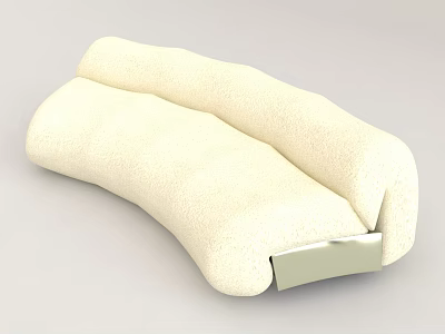 Plush Cream Colored Unique Shaped Sofa With Stylish Metallic Accent 3d model