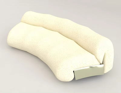 Plush Cream Colored Unique Shaped Sofa With Stylish Metallic Accent 3d model