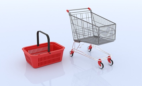 Shopping Cart Shopping Basket Supermarket Shopping Cart Trolley Basket Vegetable Basket Plastic Basket Shopping Basket Trolley 3d model