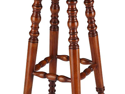 Traditional Solid Wood Bar Stool With Carved Legs And Classic Design 3d model