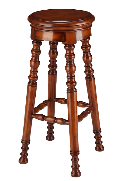 Traditional Solid Wood Bar Stool With Carved Legs And Classic Design 3d model