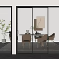 Modern Sliding Glass Doors Interior Design With Dining Area Chairs Plant And Wall Decor