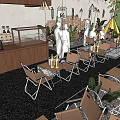 Modern Restaurant Interior With Wooden Tables Green Plants And Hanging Lights