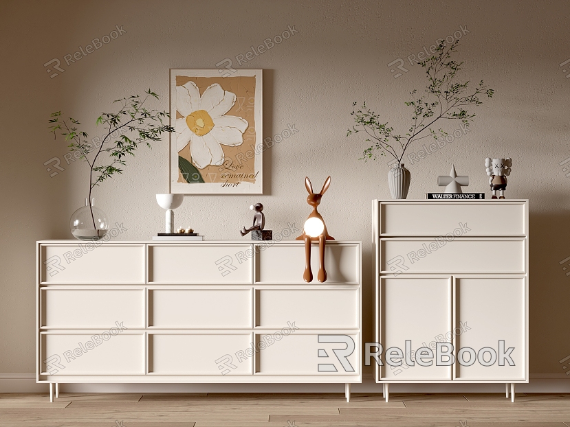 Modern Entrance Cabinet Shoe Cabinet Sideboard Wall Decorative Pendant Ornaments Bucket Cabinet Cream Decorative Cabinet Low Cabinet Sideboard model