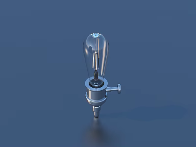 Vintage Incandescent Light Bulb With Metal Base And Clear Glass Structure 3d model