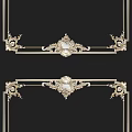 Intricate Golden Carved Decorative Frames With Various Shapes And Symmetrical Patterns 3d model