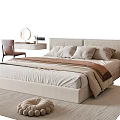 Modern Cream Style Double Bed Fabric Double Bedside Table Chandelier Dressing Table Single Chair 3d model