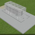 Transparent Glass Sunroom Structure Covering Vehicle on Paved Area With Green Grass and Yellow Markers