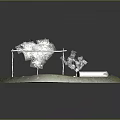 Natural Garden Landscape With Green Grass Small Trees Plaid Mat Stone Circle And Log Bench