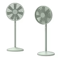 Two Light Green Standing Electric Fans With Modern Minimalist Design And Stable Base