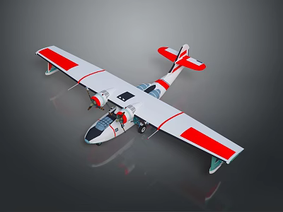 Stylish Red and White Passenger Aircraft with Modern Exterior and Wing Details 3d model