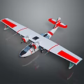Stylish Red and White Passenger Aircraft with Modern Exterior and Wing Details