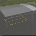 Outdoor White Roof Metal Frame Carport With Gray Pavement And Green Plants