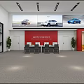 Spacious Service Hall With Black Leather Sofas White Coffee Tables Red Columns And Large Windows