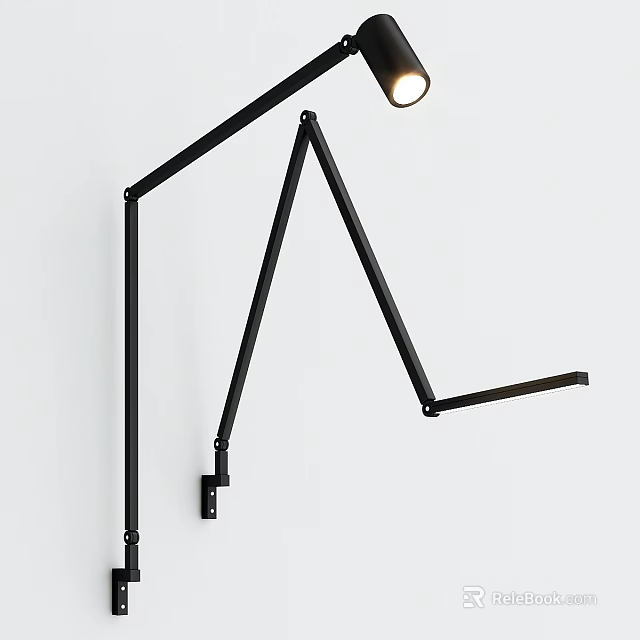 Modern Black Metal Wall Lamp With Adjustable Arm And Sleek Design For Interior 3d model 